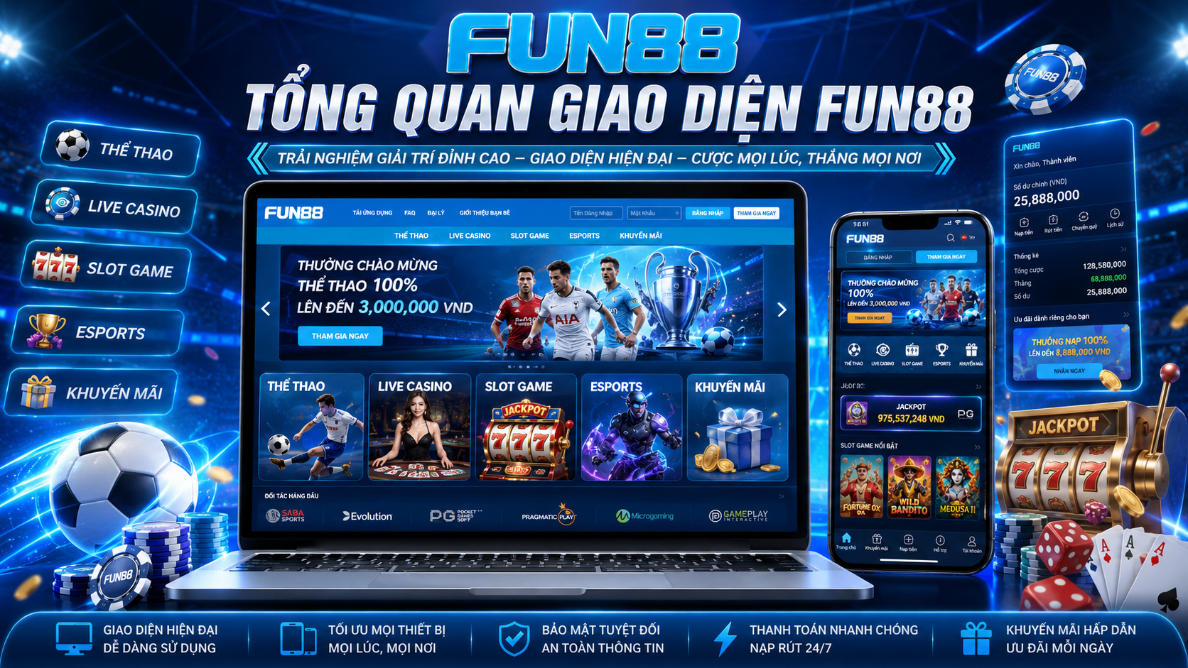 Tổng quan về giao diện Fun88
